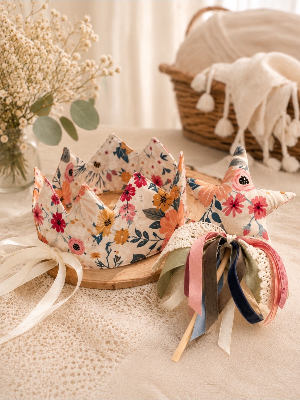 Boutique Fabric Crown & Wand Dress Up and Imaginative Play Fairy wand